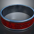Red Bracelet With Black Intricate Patterns And Silver Metallic Border Design 3d model