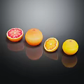 Sliced and Whole Citrus Fruits Blood Orange Orange and Lemon with Red and Orange Flesh