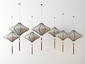 New Chinese Lantern Chandelier 3d model