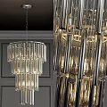 Modern Chandelier With Transparent Glass Tubes And Sleek Metal Frame Design