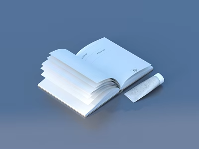 Open White Book With Blank Pages And Simple Design For Reading 3d model
