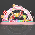 Candy Theme Photo Check in Spot With Rainbow Arch And Lollipop Decorations