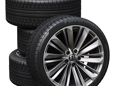 Stacked Car Tires With Alloy Wheel Rim 3d model