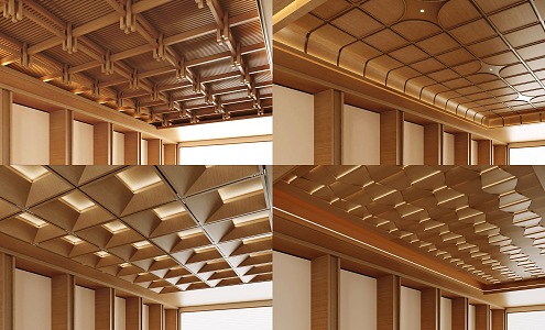 Solid Wood Ceiling Combination Wood Top 3d model