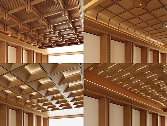 Solid Wood Ceiling Combination Wood Top 3d model