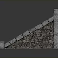 Ancient Stone Staircase With Carved Handrail And Stone Wall Structure 3d model