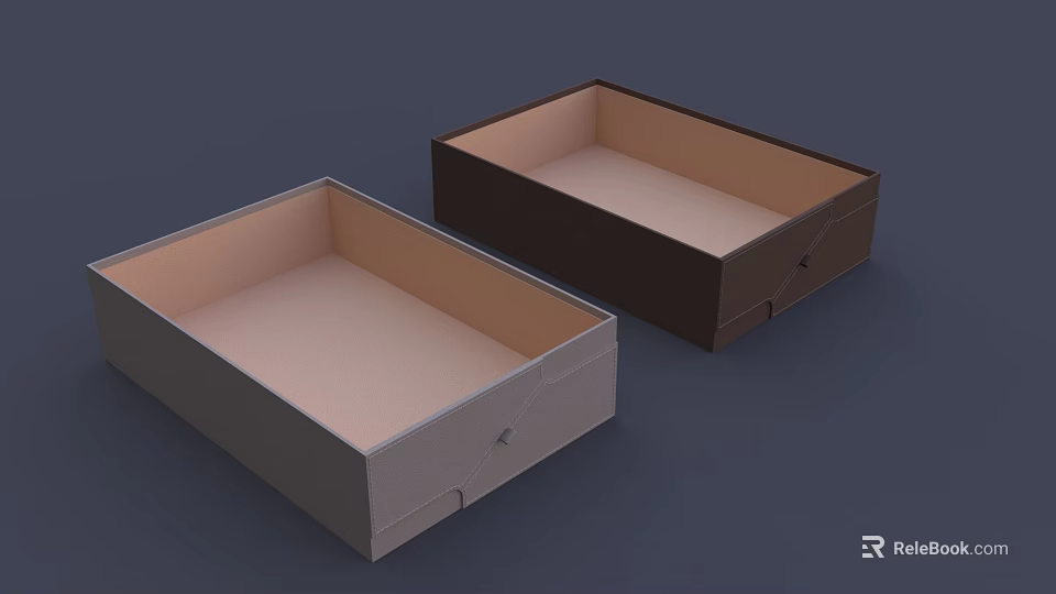 Light Gray And Dark Brown Open Storage Drawers For Organizing Household Items 3d model 