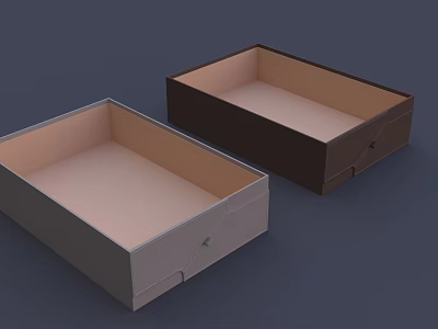 Light Gray And Dark Brown Open Storage Drawers For Organizing Household Items 3d model