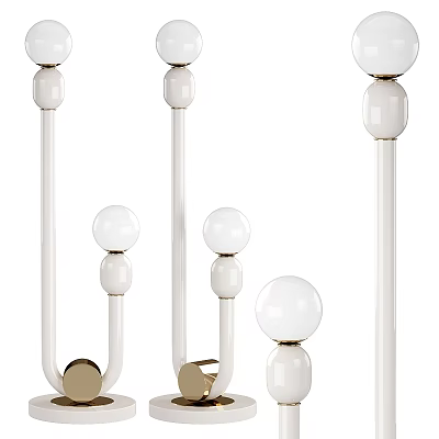 Modern White Floor Lamps With Spherical Globe Design And Metal Base 3d model