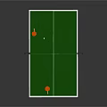 Green Table Tennis Table with White Frame Net Paddle and Ball as Indoor Sports Equipment