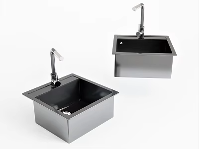 Stainless Steel Kitchen Sink With Modern Faucet For Home Kitchen Setup 3d model