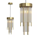 Modern Design Chandeliers With Gold Frames And Transparent Cylindrical Illuminated Pendants