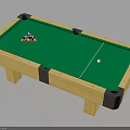 Billiard Table With Green Felt Surface Wooden Frame Billiard Balls And White Cue Ball