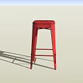 Red Metal Bar Stool With Square Seat And Modern Design For Kitchen