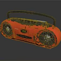 Red Portable Stereo Boombox With Black Handle Dual Speakers And Control Panel