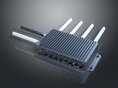 Daily Use Electrical Appliance Wireless Router With Multiple White Antennas And Gray Exterior Design 3d model