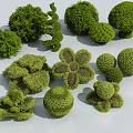 Various Shaped Decorative Garden Shrubs With Topiary Designs And Green Foliage