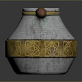Copper Coffee Pot Design With Wooden Handle And Gold Decorative Patterns