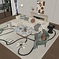 Modern Living Room With White Sofa And Marble Coffee Table Set Green Chair Decorative Items