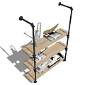 Modern Bookshelf Wrought Iron Bookshelf 3d model