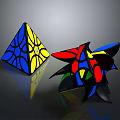 Colorful Geometric Art Pieces With 3D Hollow Design And Surface Patterns