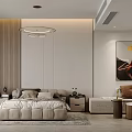 Modern Apartment Bedroom And Living Area With Cozy Furniture And Artwork