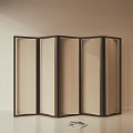 Modern Five Panel Wooden Frame Room Divider with Light Fabric Panels