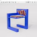 Modern Leisure Chair with Blue Frame Brown Textured Seat and White Stitching