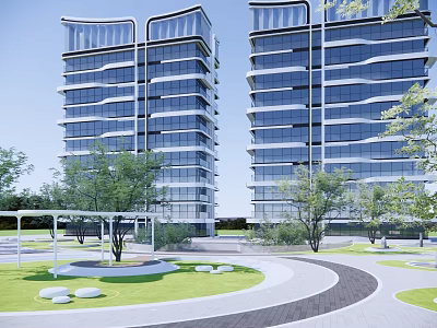 Modern Architecture Residential Building High-rise Residential Building 3d model
