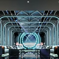 Luxurious KTV Private Room With Sofas Tables And Futuristic Lights