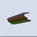 Traditional Chinese Architectural Components With Red Eaves Green Brackets Gray Tiles And Ornamental Carvings