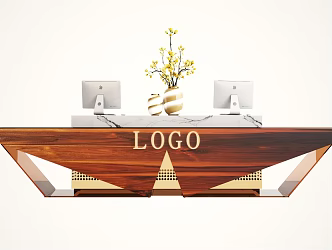 Modern reception desk front desk 3d model