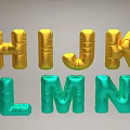 Decorative Gold and Turquoise Inflatable Letters Alphabet Characters in Bright Colors