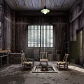 Traditional Chinese Cultural Center Interior With Wooden Furniture Bamboo Crafts And Vintage Decorations