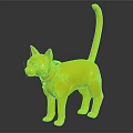 Realistic Black Cat Doll With Colorful Collar Standing On Dark Background