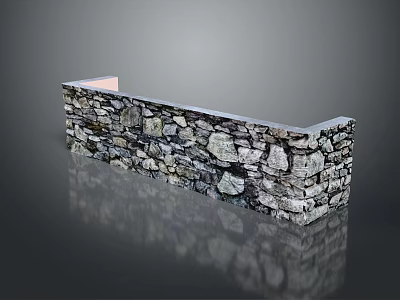 Modern Stone Wall Bar Counter Design With Irregular Stones And Reflective Surface 3d model