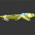 Futuristic Yellow Green Cosmic Spaceship Model With Streamlined Shape And Cockpit Windows
