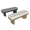 Light Blue And Beige Upholstered Sofa Bench With Wooden Legs Modern Design