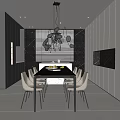 Modern Dining Room Interior Design With Beige Chairs Wooden Table And Black Pendant Lights