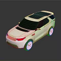 White SUV With Black Roof Modern Exterior Design Red Accents And Reflective Surface