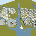 Aerial Planning of Modern Campus with River Circular Central Area and Track Field