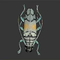 Flying Animal Colorful Beetle With Blue White Yellow Patterns On Black Background