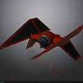 Red Cosmic Spaceship Model With Futuristic Black Wings And Engine Design
