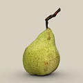Fresh Ripe Green Speckled Pear With Brown Stem On Light Background