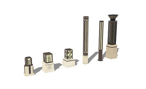 Modern lamps combination lawn lamp garden lamp 3d model