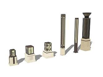 Modern lamps combination lawn lamp garden lamp 3d model