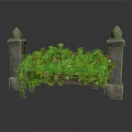 Ornate Stone Flower Shelf With Decorative Columns And Colorful Pink Yellow White Blooms