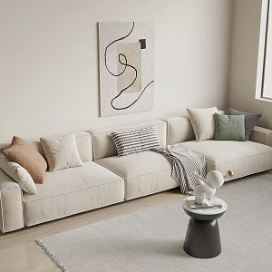 Modern Multiplayer Sofa Cream Triple Sofa 3d model