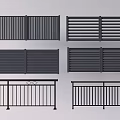 Various Modern Fence Designs With Horizontal Vertical Slats And Railing Styles 3d model