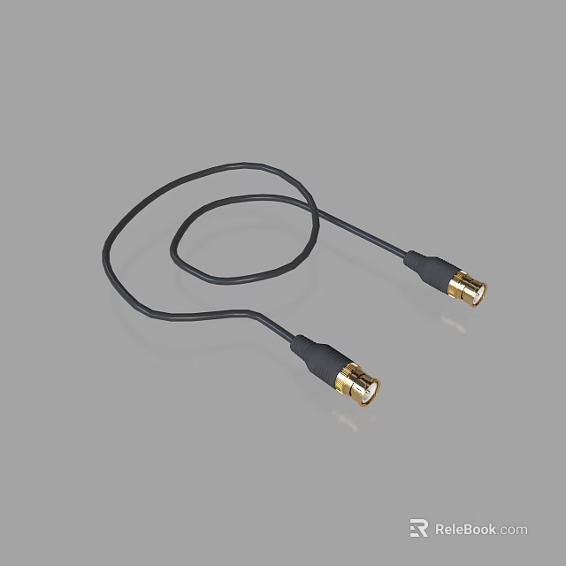 High Quality Black Cable With Gold Plated Connectors On Both Ends 3d model 